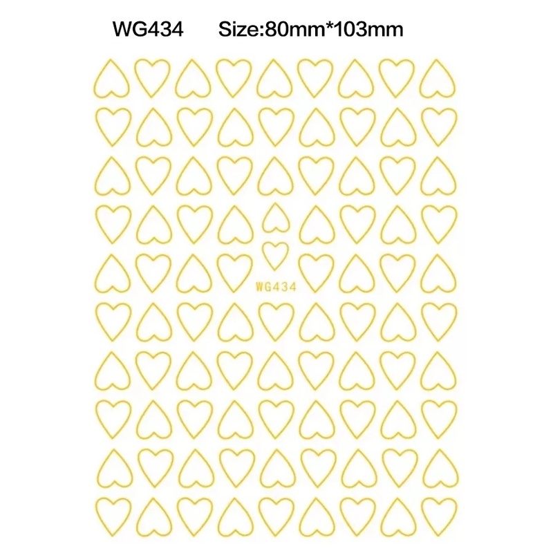 1 Lembar / Pak Stiker Kuku Transfer Air Motif Hati Untuk Aksesoris Manicure / Nail Art Diy