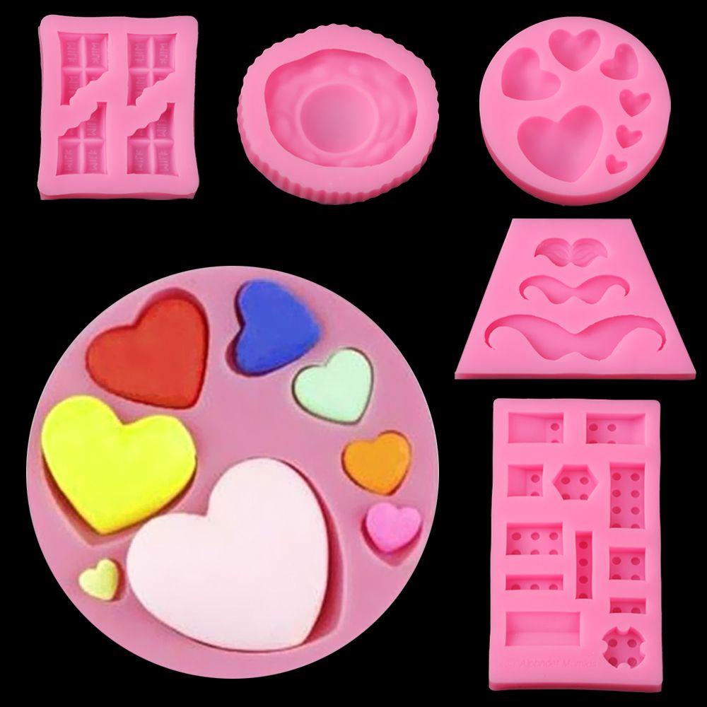 Solighter Fondant Silicone Mold Alat Dekorasi Bakeware Cetakan Kue Bentuk Hati Pengasih Dekor Kue