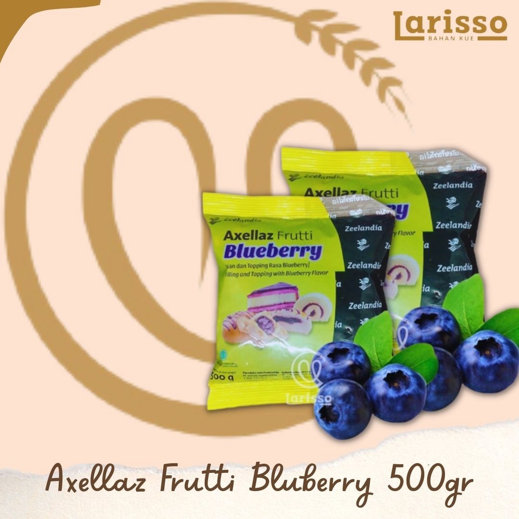 

ZEELANDIA AXELLAZ FRUTTI BLUEBERRY ISIAN DAN TOPPING RASA BLUEBERY 500GR