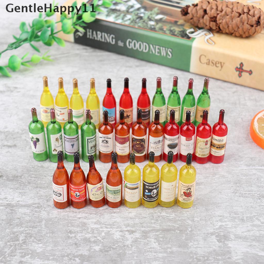 Gentlehappy 4pcs / Set Mainan Miniatur Botol Wine Merah Aksen Hollow Untuk Aksesoris Rumah Boneka