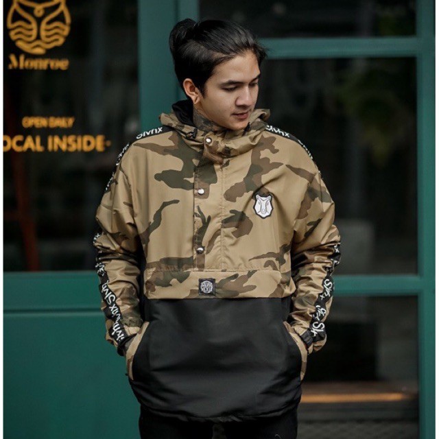 Jaket Cougle Salviohexia Jaket Parasut Jaket Pria Jaket Outdoor Loreng Cream