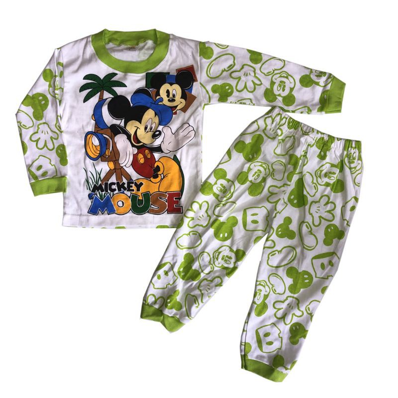 setelan panjang / baju tidur bayi mickey mouse