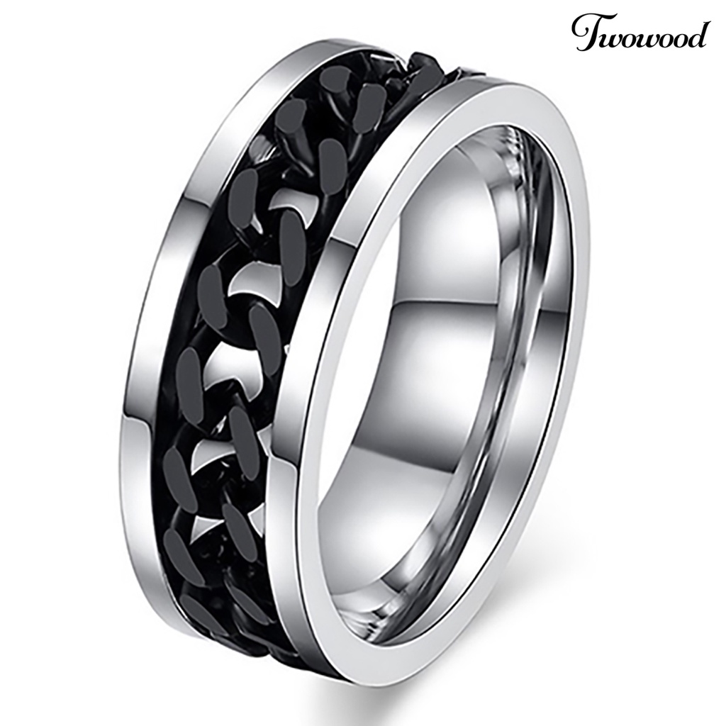 Cincin Rantai Bahan Stainless Steel Gaya Punk Untuk Pria Dan Wanita