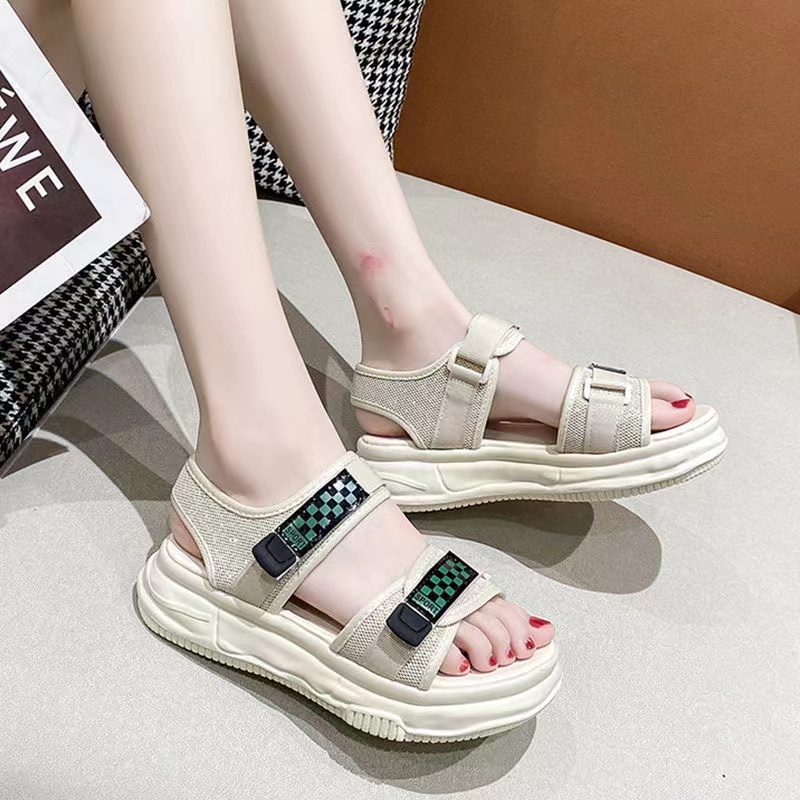 Sandal Gunung Wanita Import Sandal Fashion Cewek Dengan 2 Strap Variasi Motif Papan Catur