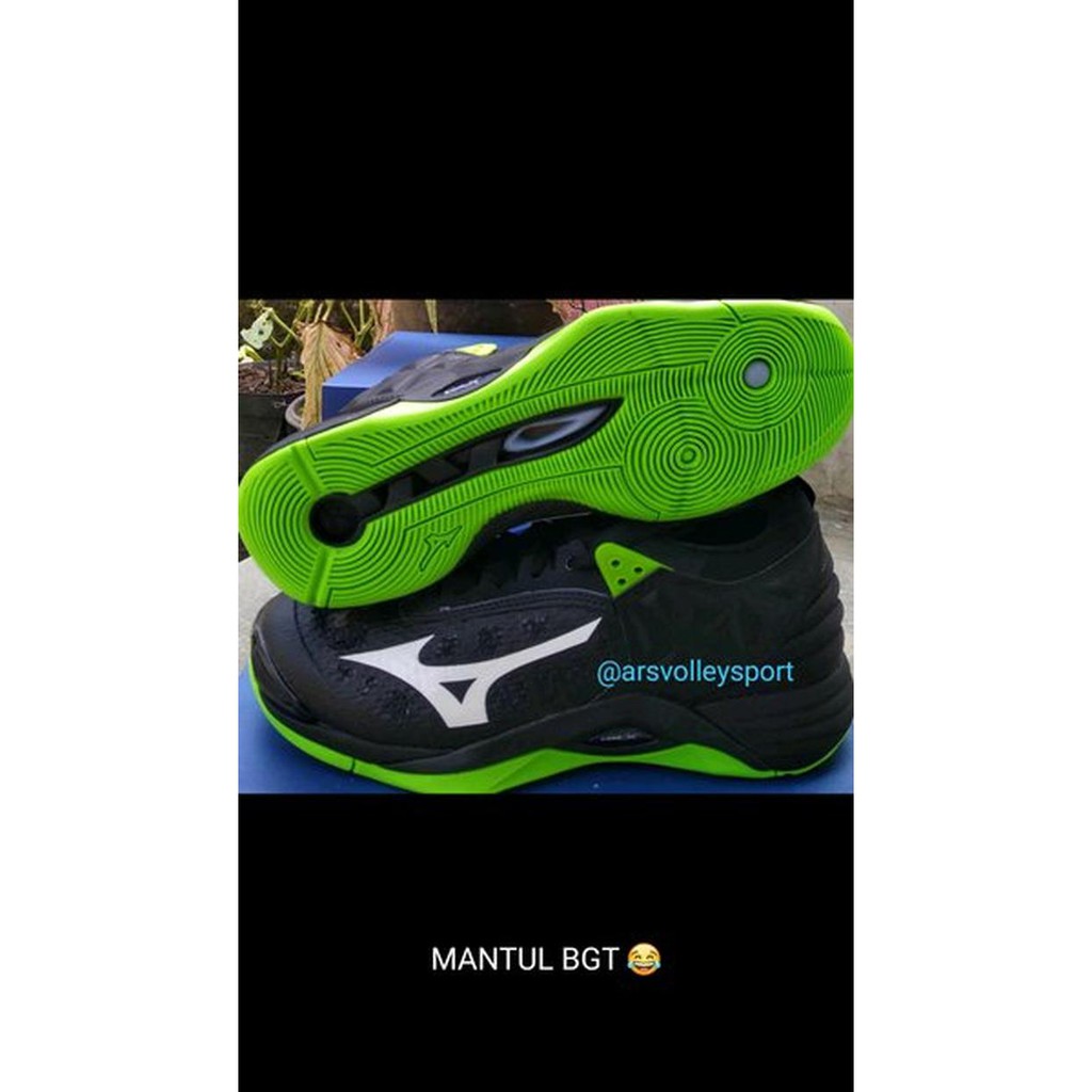 Unik promo sepatu mizuno momentum low hitam hijau original sparepart Berkualitas