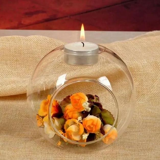 Pot Terrarium Candle 12cm Pot Kaca Terrarium Vas Bunga Tempat Lilin