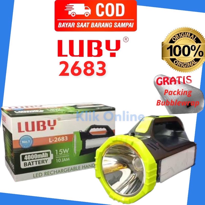 Senter Emergency Luby L2683 / L-2683 / 2683 / L 2683 15 Wat Tahan Hingga 10 Jam Lampu Darurat Torch 