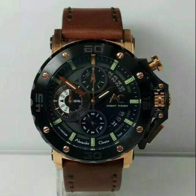 JAM TANGAN PRIA ALEXANDRE CHRISTIE AC 9201 ROSEGOLD BLACK