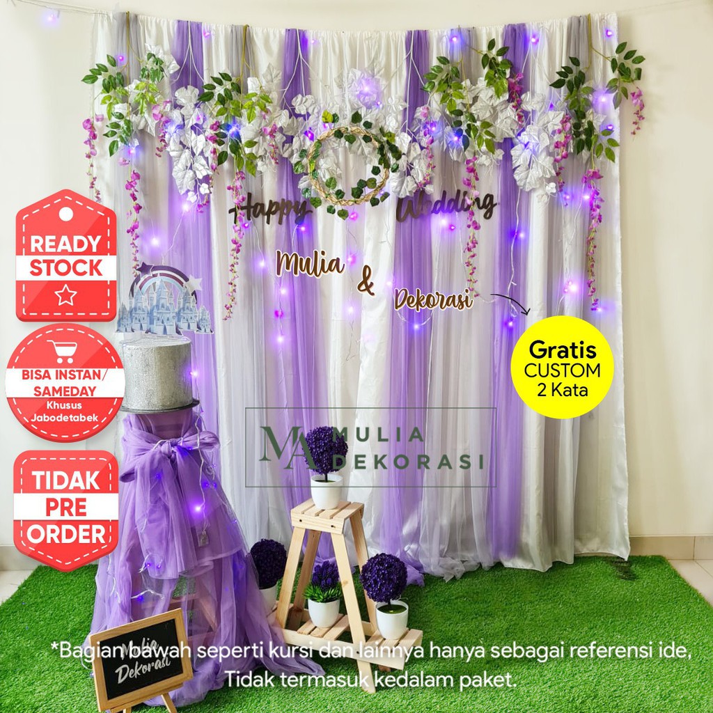 Dekorasi Lamaran Tunangan Backdrop Nikahan PhotoBooth DIY Akad Nikah Aqiqah Khitan Paket Mulia ATAU