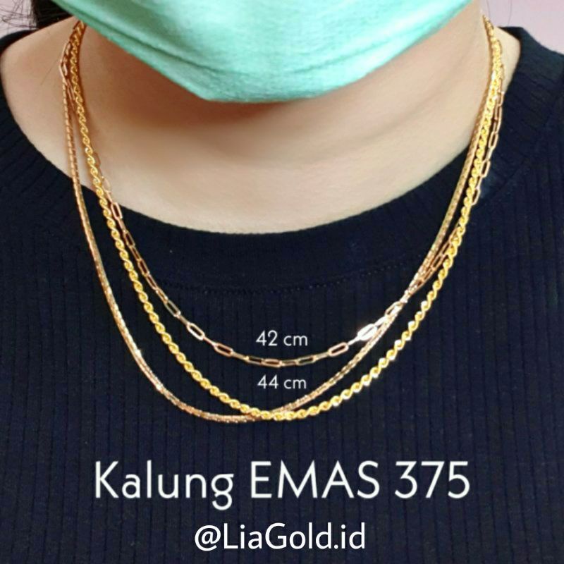 kalung emas asli kadar 375/8k
