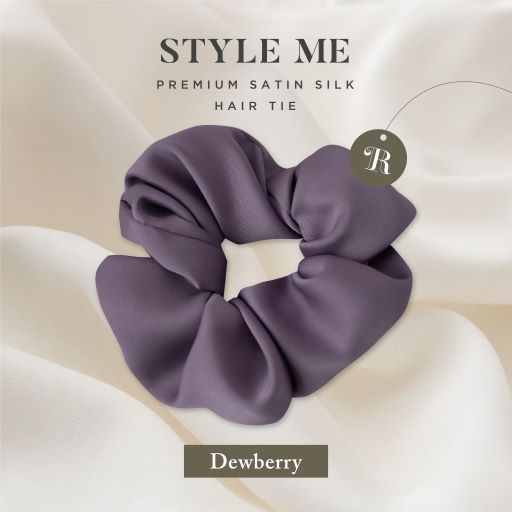 Scrunchies Premium Satin Silk MAXI The Rituale | Ikat Rambut Kuncir Hijab Cepol | Anti Rontok Pusing-Dewberry