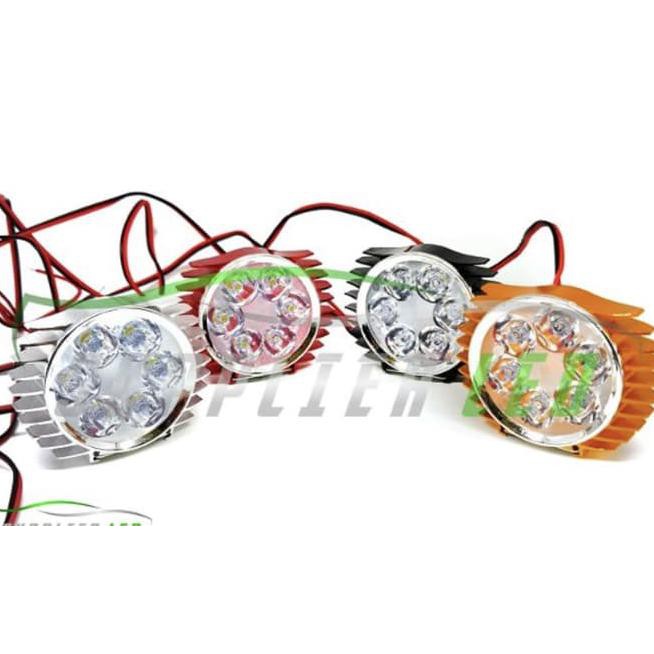 Lampu Tembak Sorot Motor Mobil Led 6 Mata Gepeng Slim Super Terang - Hitam