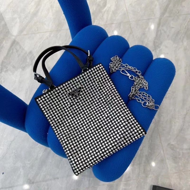 Tas Selempang Pra*Da Black Blink Blink Fuji Bag [INCLUDE RANTAI PANJANG + BOX DAN NOTA]