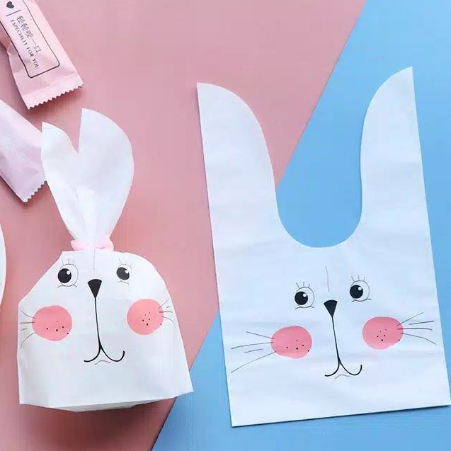 

kantong plastik permen kelinci nerd/cookies bag candy lucu/souvenir
