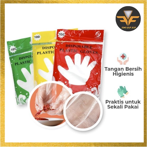 Disposable Gloves isi 100 per pack Sarung Tangan Plastik sekali pakai Higienis Food Grade Serbaguna