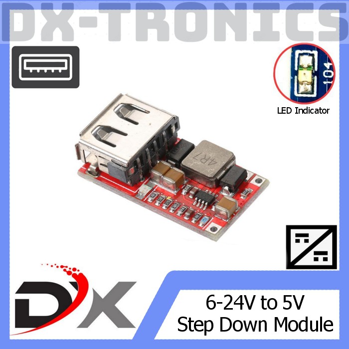 Mini Step Down DC to DC converter Module USB Charger 6V-24V to 5V 3A