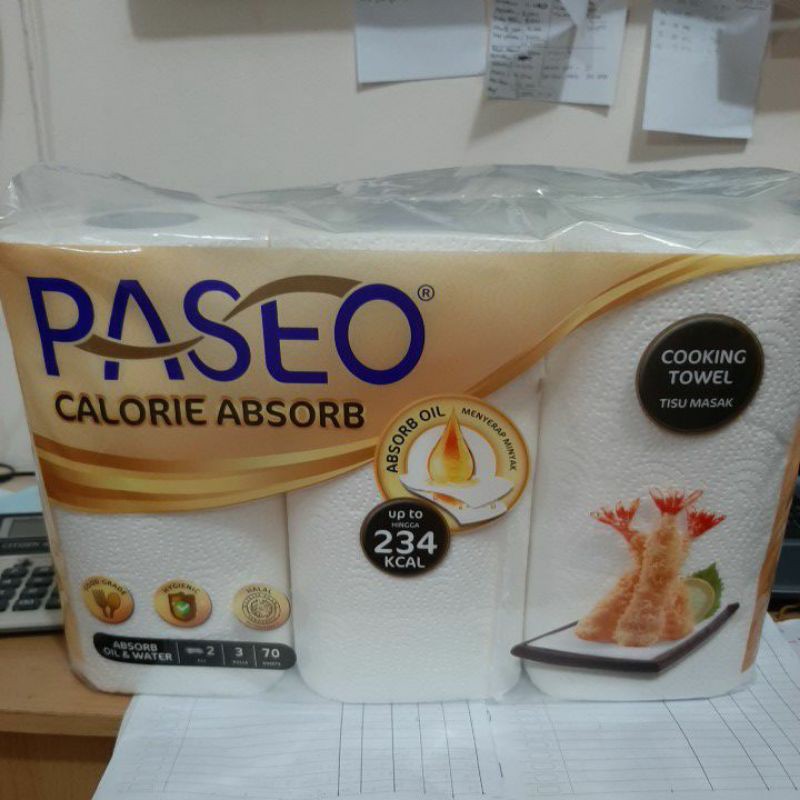 Tisu Dapur Paseo 3 Roll calorie Absorb Towel Tissue 70sheet (no.136)