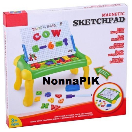 Mainan Anak Magnetic Sketchpad Board Papan Tulis Magnet 2 In 1