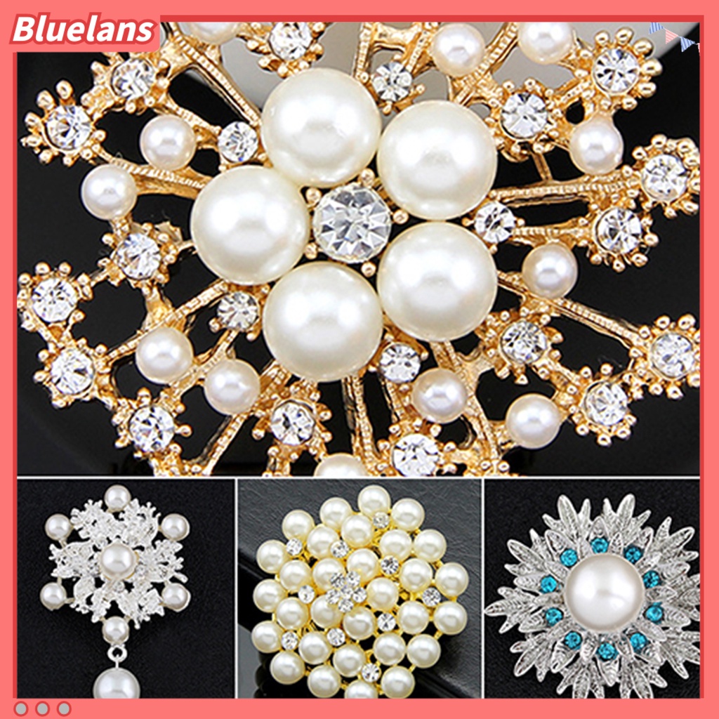 Bluelans Breastpin Elegant Easy Matching Alloy Flower Faux Pearls Women Brooch Pin