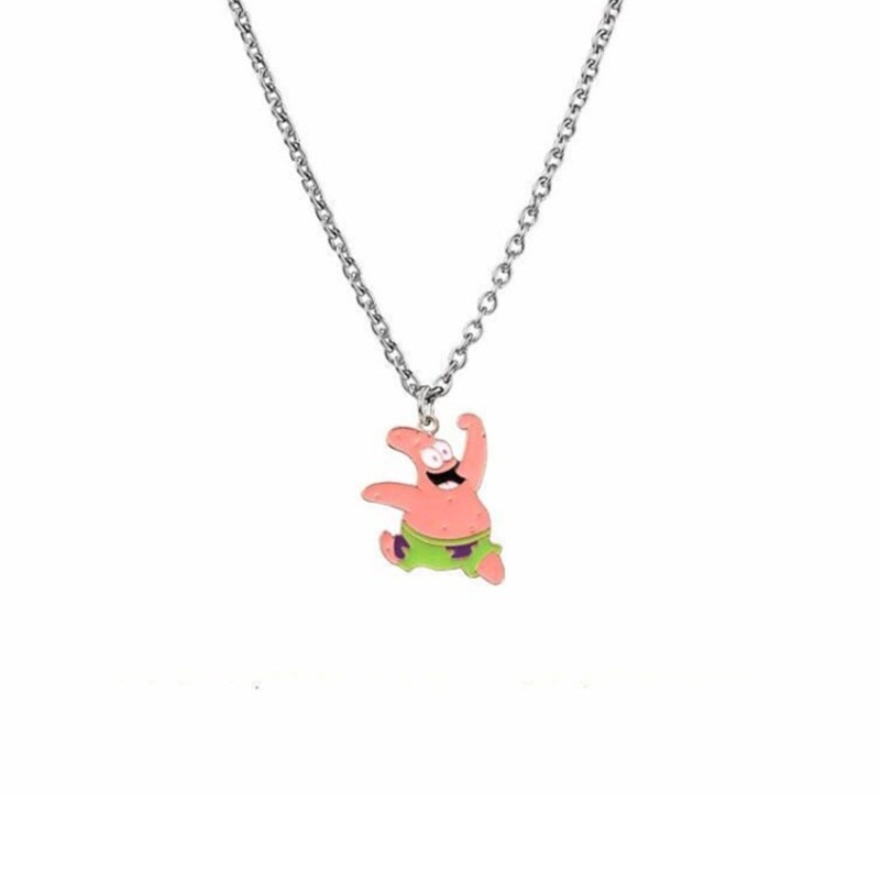 Kalung Liontin Kartun SpongeBob SquarePants Bintang Gaya Hip Hop Untuk Pria Dan Wanita