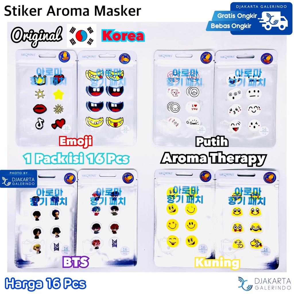 Stiker Aroma Masker / Sticker Masker / Masker Patch / Aromaterapi Pengharum Masker isi 16Pcs
