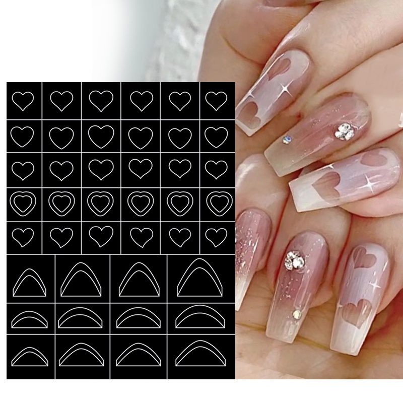 Stiker Kuku 3D Motif Kupu-Kupu Hati Model Hollow Untuk Dekorasi Nail Art