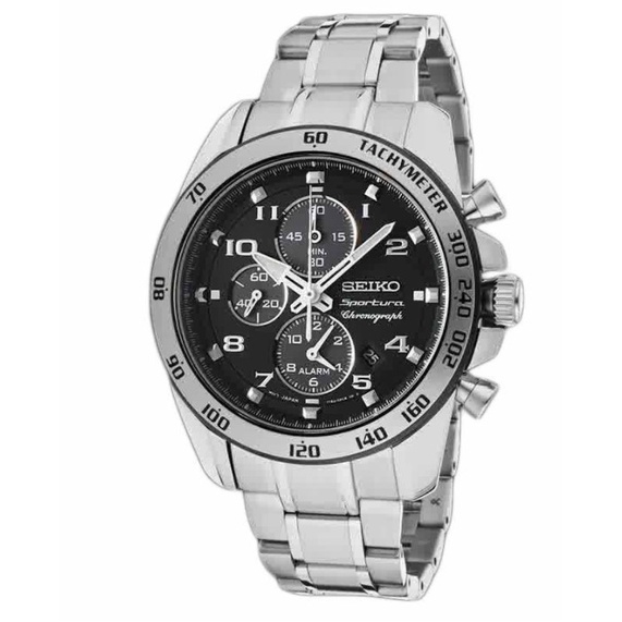 Seiko SNAE61P1 Sportura Chronograph Silver Black
