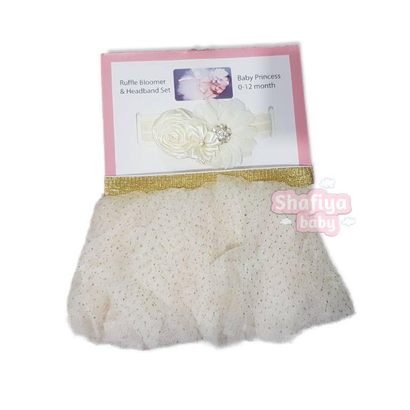 Ruffle Bloomer &amp; Headband Set 2in1 Baby Princess 0-12m