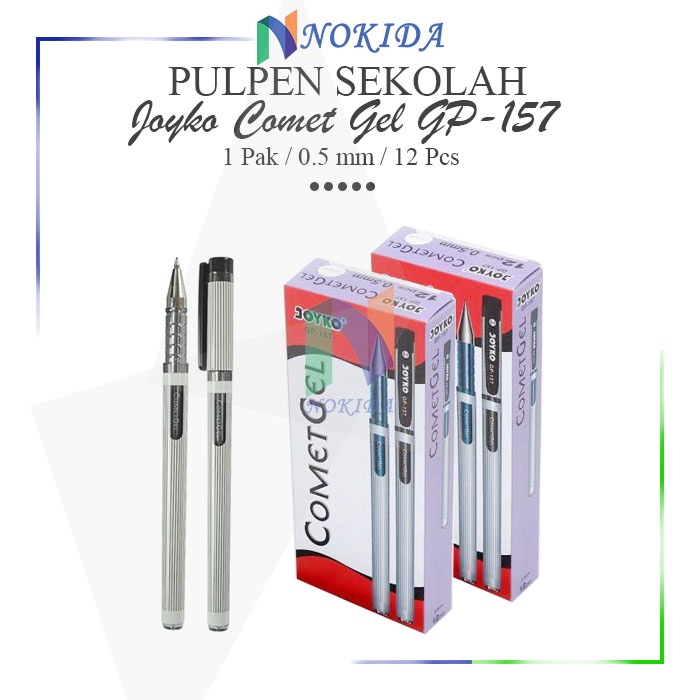

Nokida Pulpen Comet Gel Joyko GP-157/12 pcs / Ballpoint Pena Pen Tinta Hitam 1 Pack