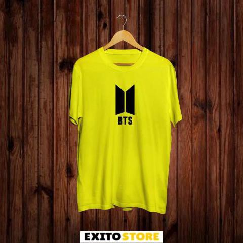T-Shirt Bts / Fashion Baju Kaos Distro Bts Logo Pria Cowok Kekinian - Kuning, S Najwa18188