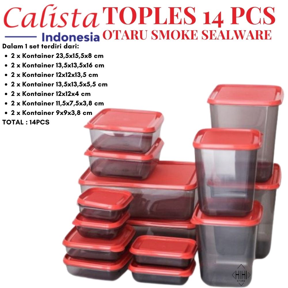 TOPLES CALISTA 14PCS / CALISTA OTARU SMOKE SEALWARE 7G TOPLES PLASTIK SET ISI 14 PCS / TEMPAT MAKANAN CALISTA / WADAH PLASTIK SET / TOPLES KUE