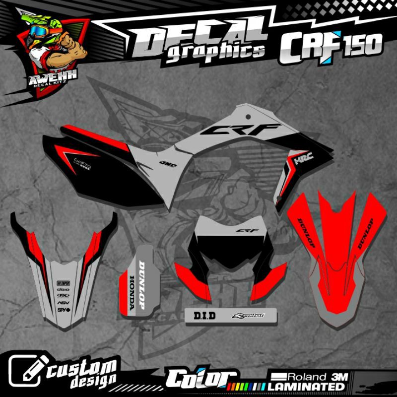 DECAL CRF 150 NEW CRF L SILVER MERAH