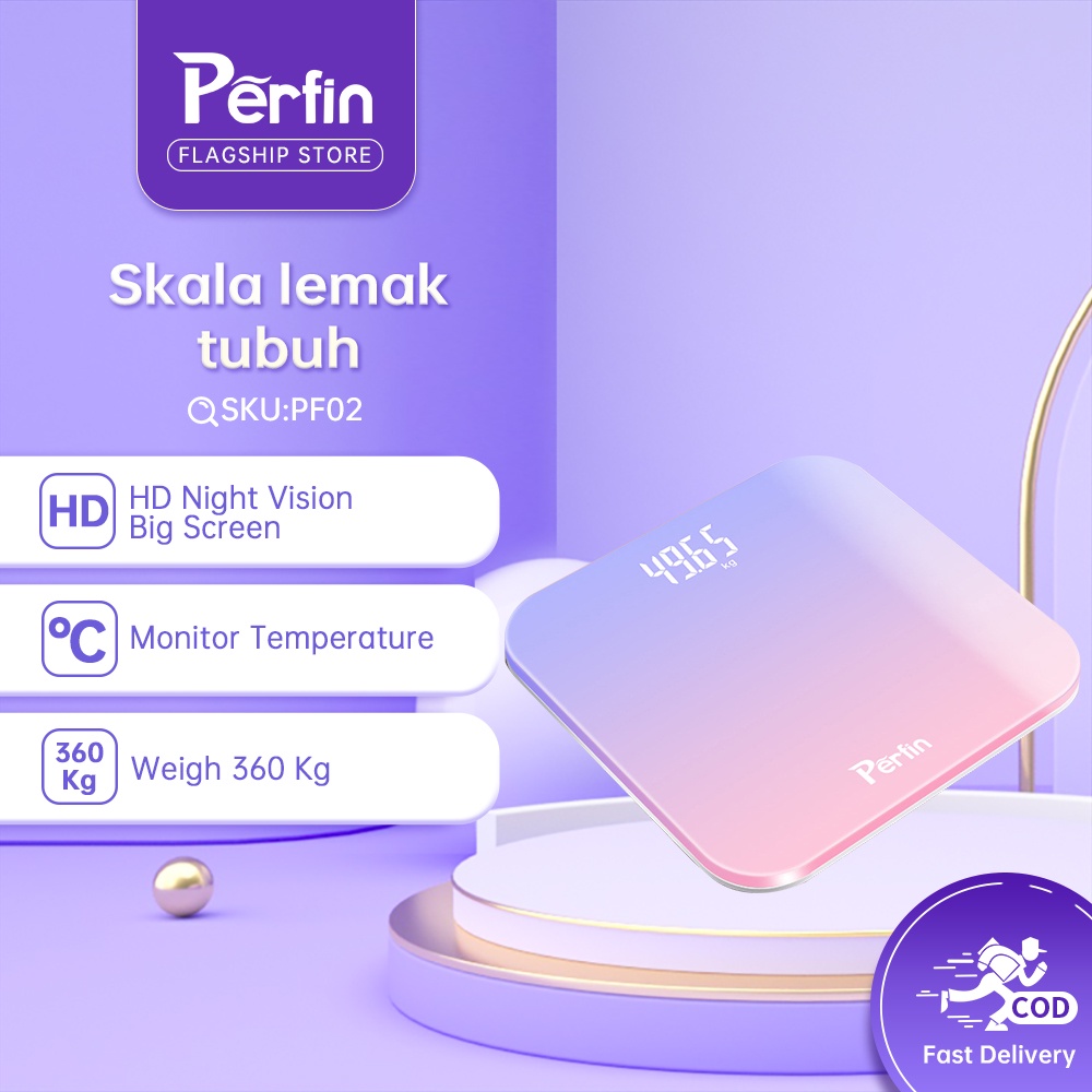 Perfin PF02 Timbangan badan digital Body Scale dengan Ungu gradien