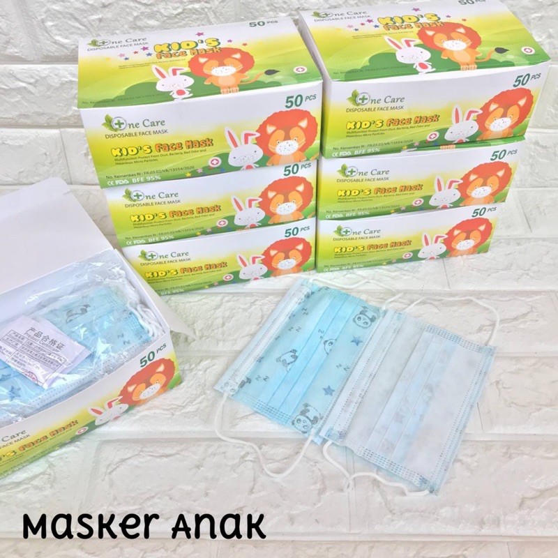 MASKER ANAK MOTIF 3PLY BOX RANDOM / MASKER ANAK EARLOOP NONWOVEN MURAH