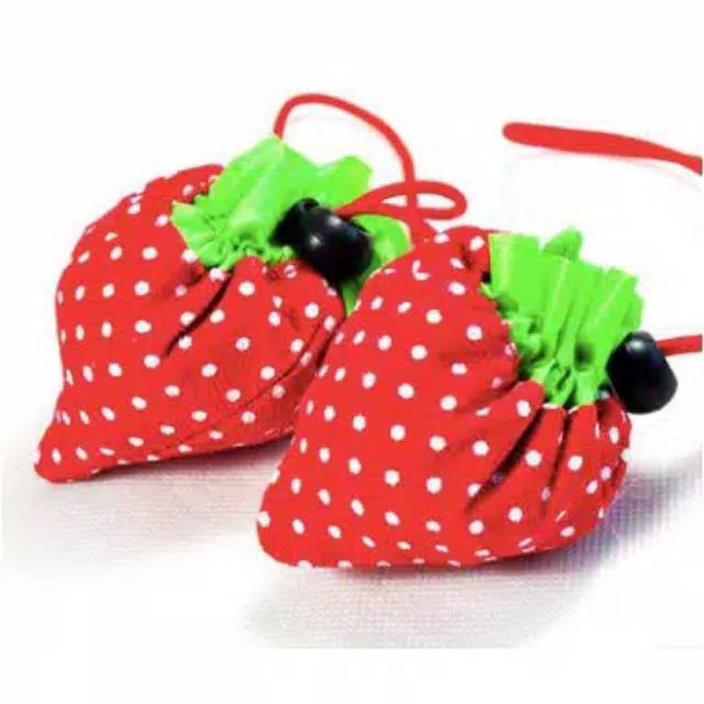Tas belanja lipat strawberry baggu