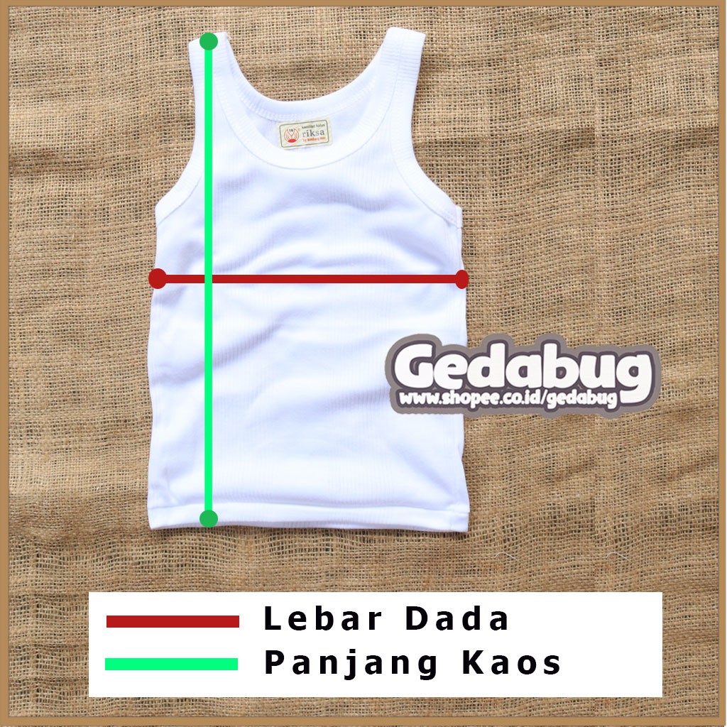 Singlet Kaos Dalam Anak RIKSA | Singlet Anak warna dasar Teksture Salur | Gedabug