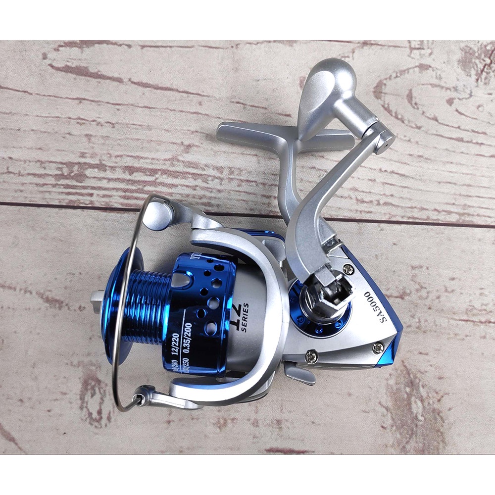 Reel Joran Pancing Ikan Spinning Rasio 5:5:1 / SA1000 Series Reel Pancing Spinning Fishing Reel 5.5:1 Gear Ratio - Silver Blue / SA5000 Series Reel Pancing Spinning Fishing Reel 5.5:1 Gear Ratio - Silver Blue