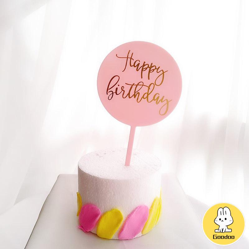 Cake Topper Happy Birthday / Tusukan Hiasan Kue Happy Birthday Acrylic -Doo