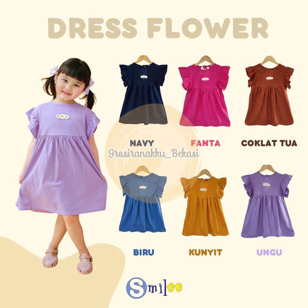 Dress Anak Smilee Flower Mix Warna Size 1-5Tahun