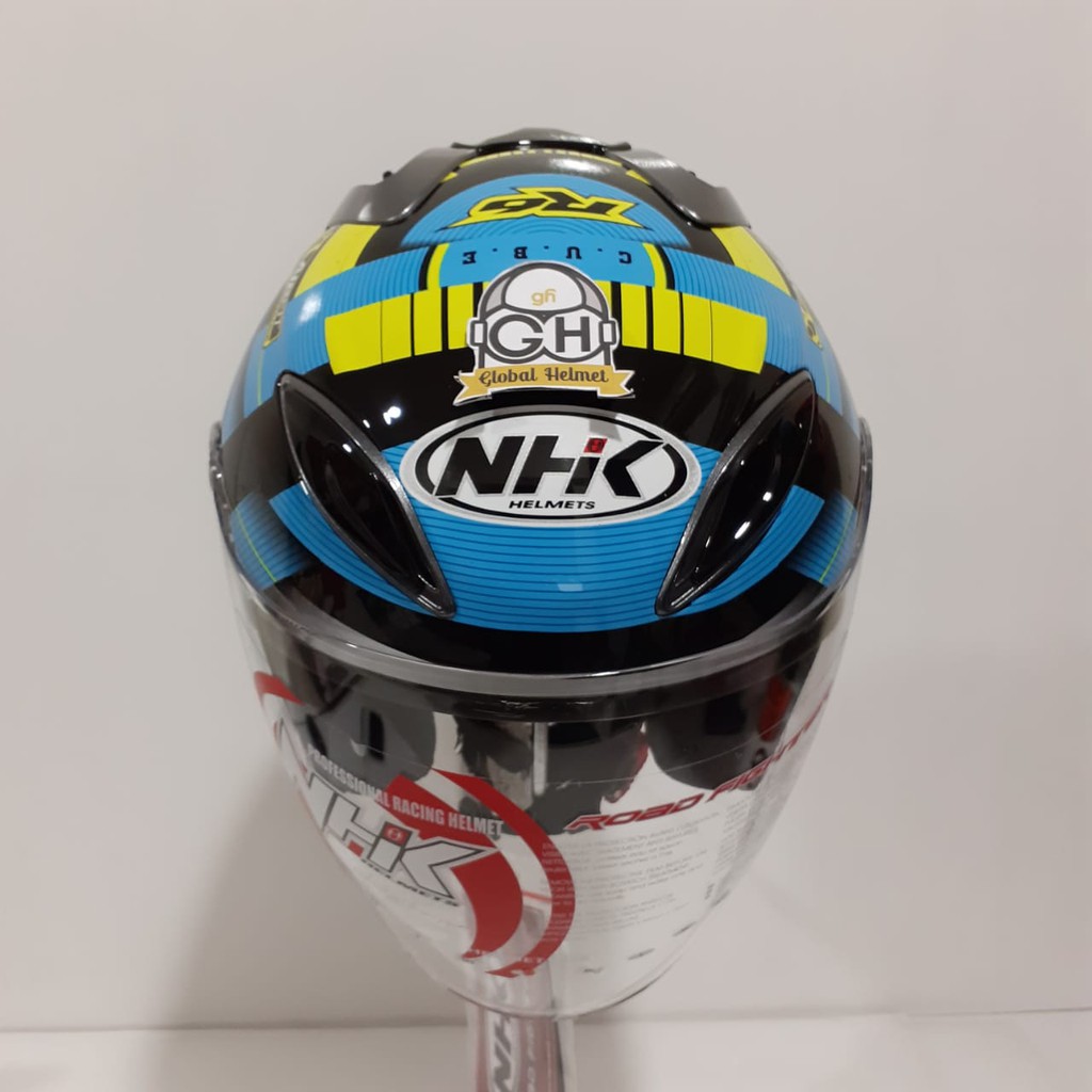 HELM NHK R6 CUBE BLACK YELLOW LIGHT BLUE NHK R-6 MOTIF CUBE BLACK YELLOW LIGHT BLUE