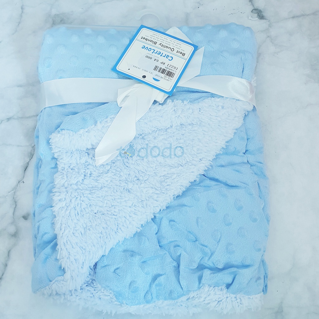 Selimut Bayi Fleece Blanket Minky Bubble Dot Polos Warna