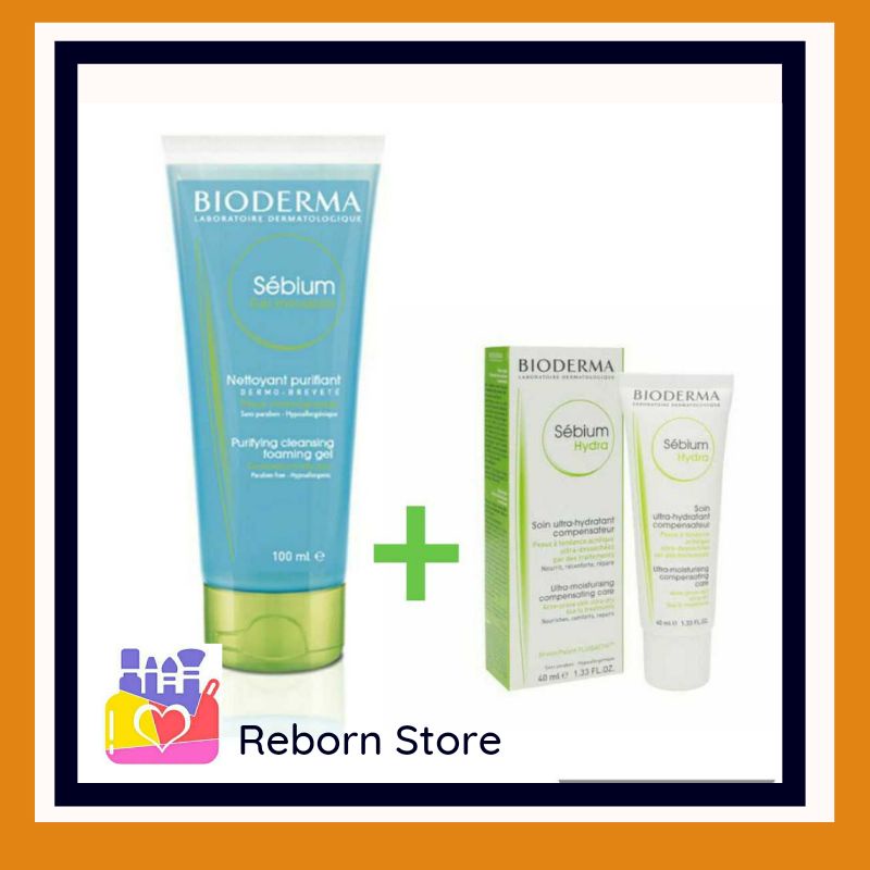 BIODERMA SEBIUM GEL MOUSANT 100ML & BIODERMA SEBIUM HYDRA 40ML