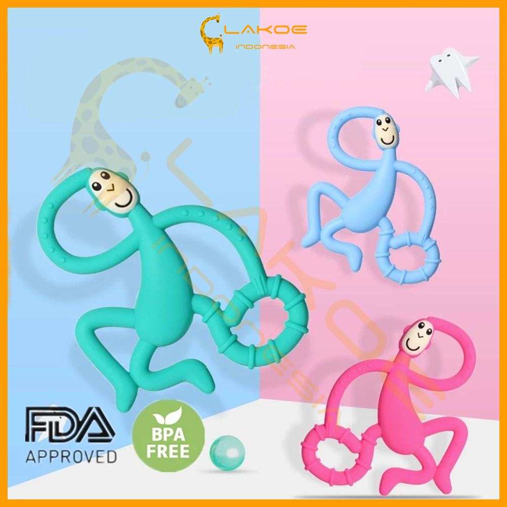 LAKOE Teether bayi silikon / gigitan bayi model monyet / molar stick bayi BPA Free