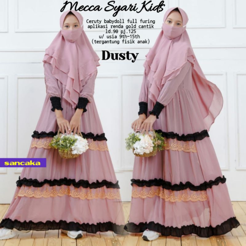 Restock Mecca syar'i kids by Sancaka bahan Ceruty Babydoll Full Furing