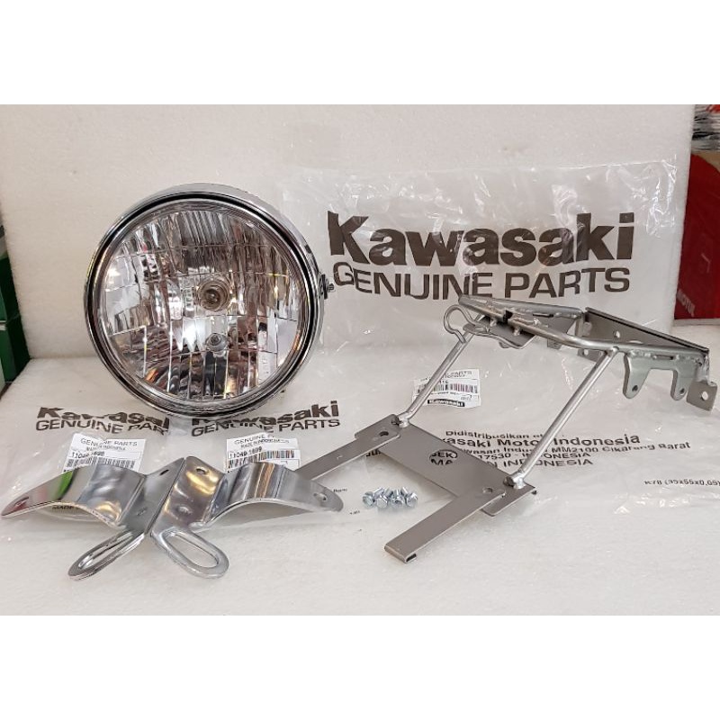 PAKET LAMPU DEPAN KAWASAKI NINJA SS BULAT CROME LAMPU KOMPLIT