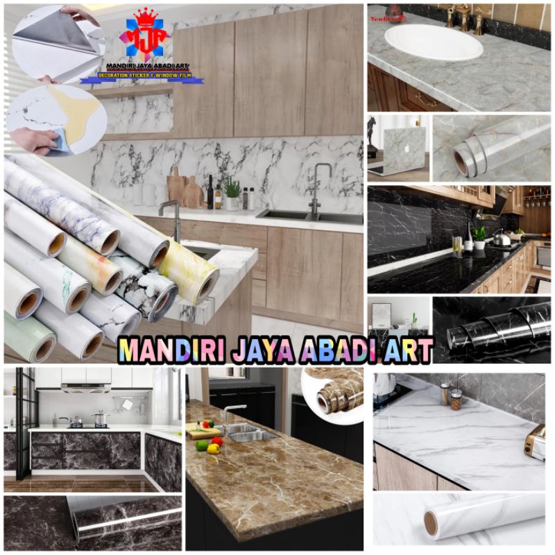 stiker marmer marble glossy Tebal meja kayu kaca lemari Anti air minyak dan panas