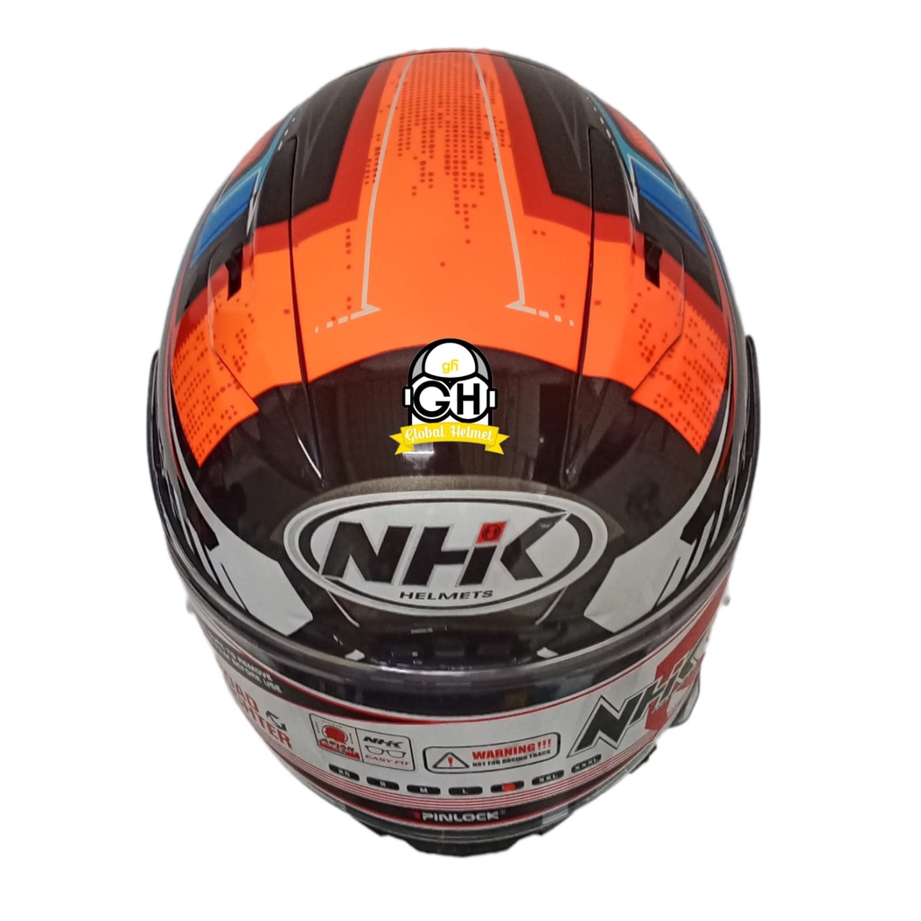 NHK HELM GPR TECH STREET SLAB BLACK ORANGE GLOSSY GP R TECH