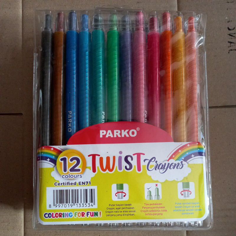 

PARKO TWIST CRAYONS 12 COLOURS