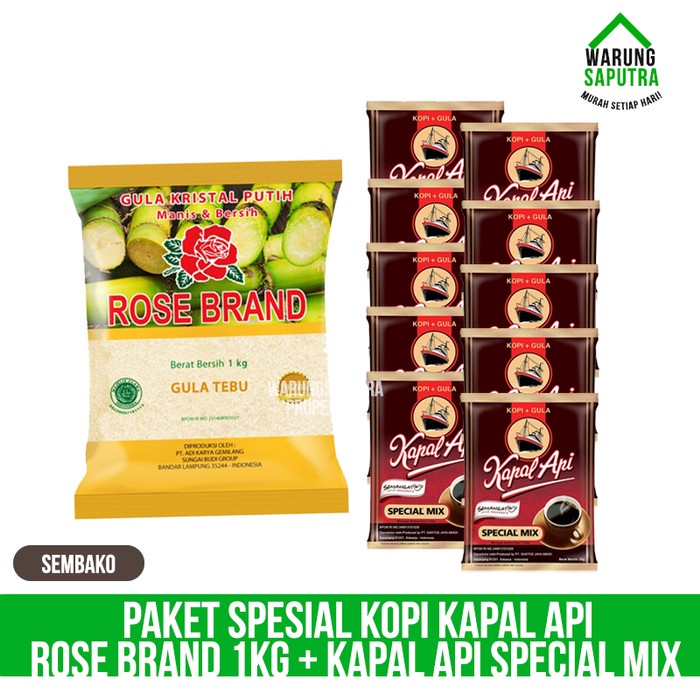 

H2J021 Paket Special Kopi Kapal Api 20G 1 Renceng + Gula Rose Brand 1 Kg Hyh1Yjj