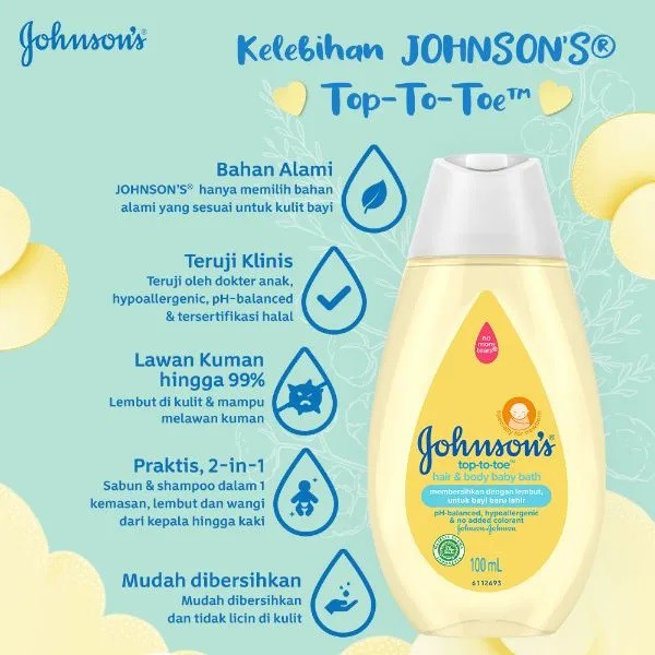 Johnson's Baby Top To Toe Hair &amp; Body Baby Bath Sabun Bayi 100ml